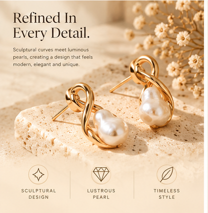AUSINORA™ Sculptural Pearl Loop Jewelry Set