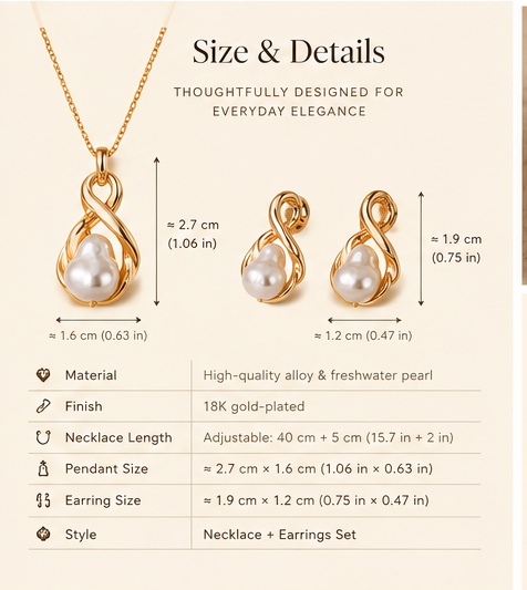 AUSINORA™ Sculptural Pearl Loop Jewelry Set