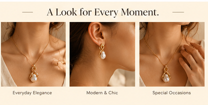 AUSINORA™ Sculptural Pearl Loop Jewelry Set