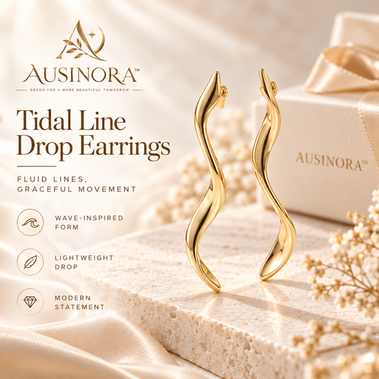 AUSINORA™ Tidal Line Drop Earrings – Abstract Wave Dangle Earrings, Modern Minimalist Earrings for Women
