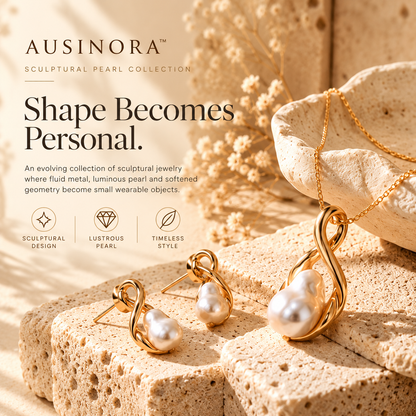 AUSINORA™ Sculptural Pearl Loop Jewelry Set