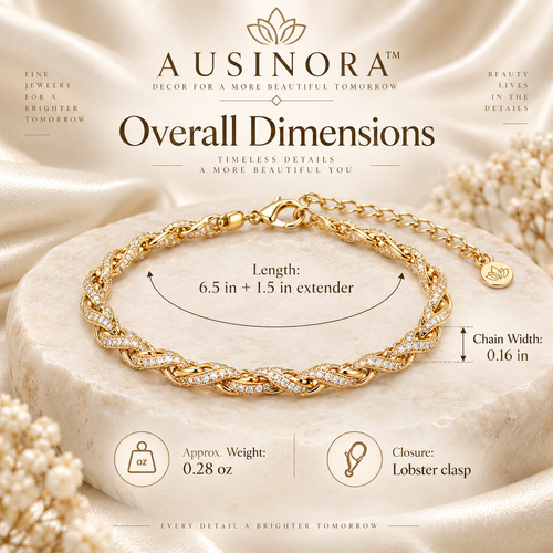 AUSINORA™ Braided Halo Chain Bracelet – Minimalist Gold Bracelet for Women, Adjustable Everyday Layering Jewelry